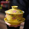 Jingdezhen Emaille Keramik Gaiwan Teetasse Handgefertigt Blumenmuster Teeschale Chinesisches Porzellan Teegeschirr Zubehör Trinkgeschirr
