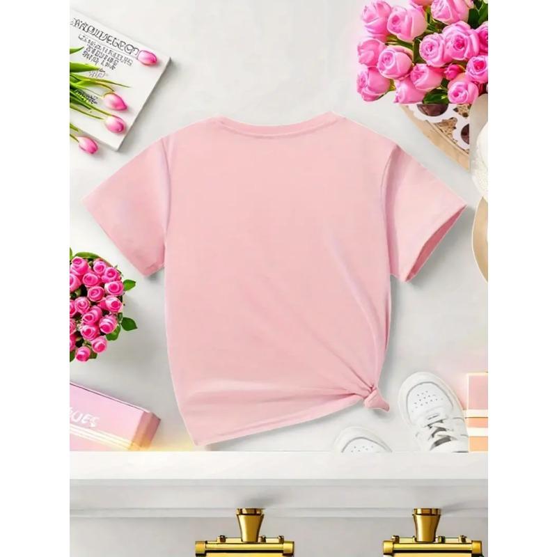 Kids Watermelon Graphic Crewneck Short Sleeve Tee, Spring Summer Casual Eye-Catching Kids Top, Ideal Gift