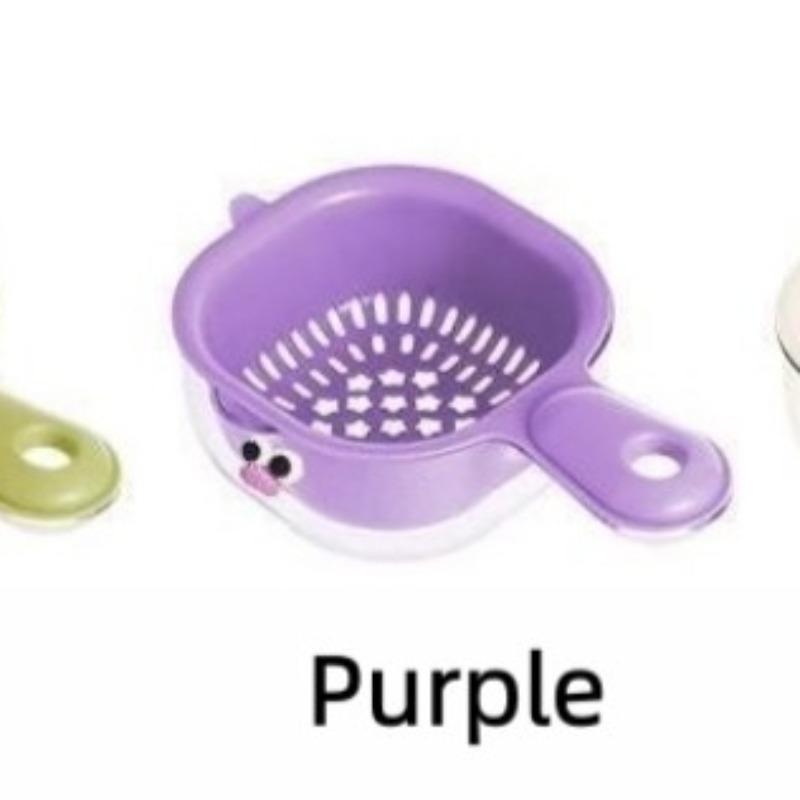 Cartoon Filter Fruit Strainer Double Layer Basket Plate With Handle Cute Plastic Bowl For Kitchens Home Uses