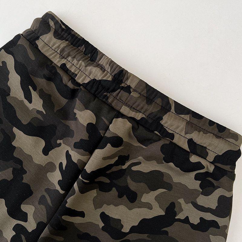 Pantaloncini Corti Caldi da Donna American Spicy Girl Camouflage Coulisse Vita Elastica Gamba Larga Linea A