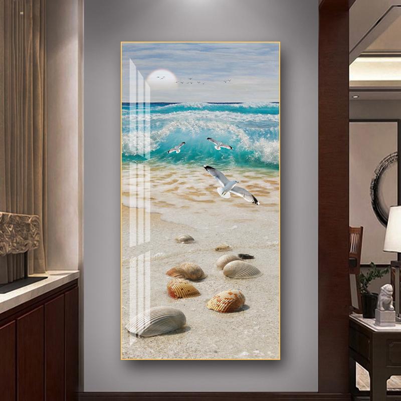 Seaside Scenery HD Pictures Canvas Painting Beach Seascape Palm Tree Posters Prints Seagull Wall Art for Porch Living Room Decor