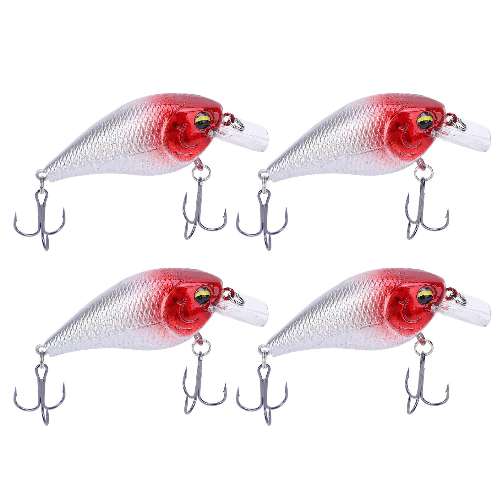 4Pcs Artificial Simulation Plastic Minnow Crank Rock Lure Bait Fishing Accessory Red