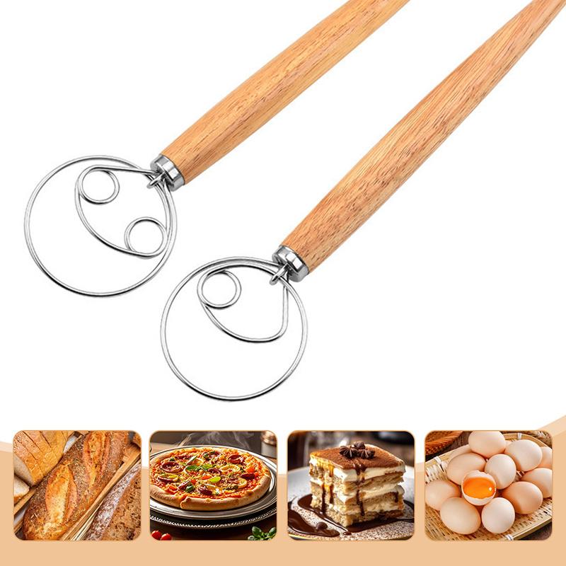 Dough Whisk Large Wood Handle Danish Whisk Bread Dough Hand Mixer Kitchen Whisk Mixer Manual Egg Beater Baking Tools Accessories