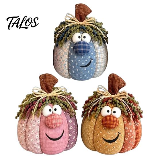 Handmade Harvest Ornaments for Thanksgiving Whimsical Patchwork Pumpkin, Pumpkin Table Decor, Cute Smiling Face Retro Decorations Halloween
