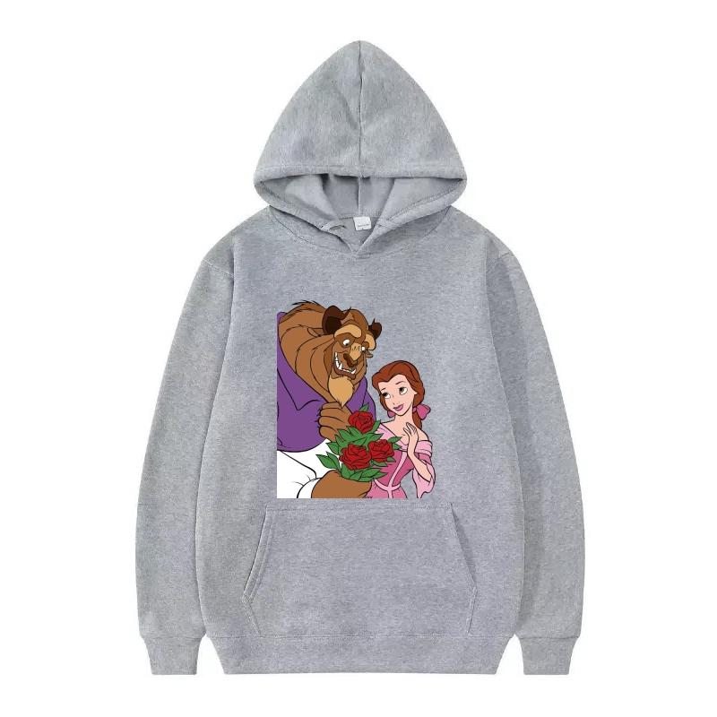 Disney Kráska a zvíře Princezna Vzor Dámské Volné Černé Podzimní Topy Oblečení Svetry Dámské Levné Y2k Mikiny Pánské Sportovní