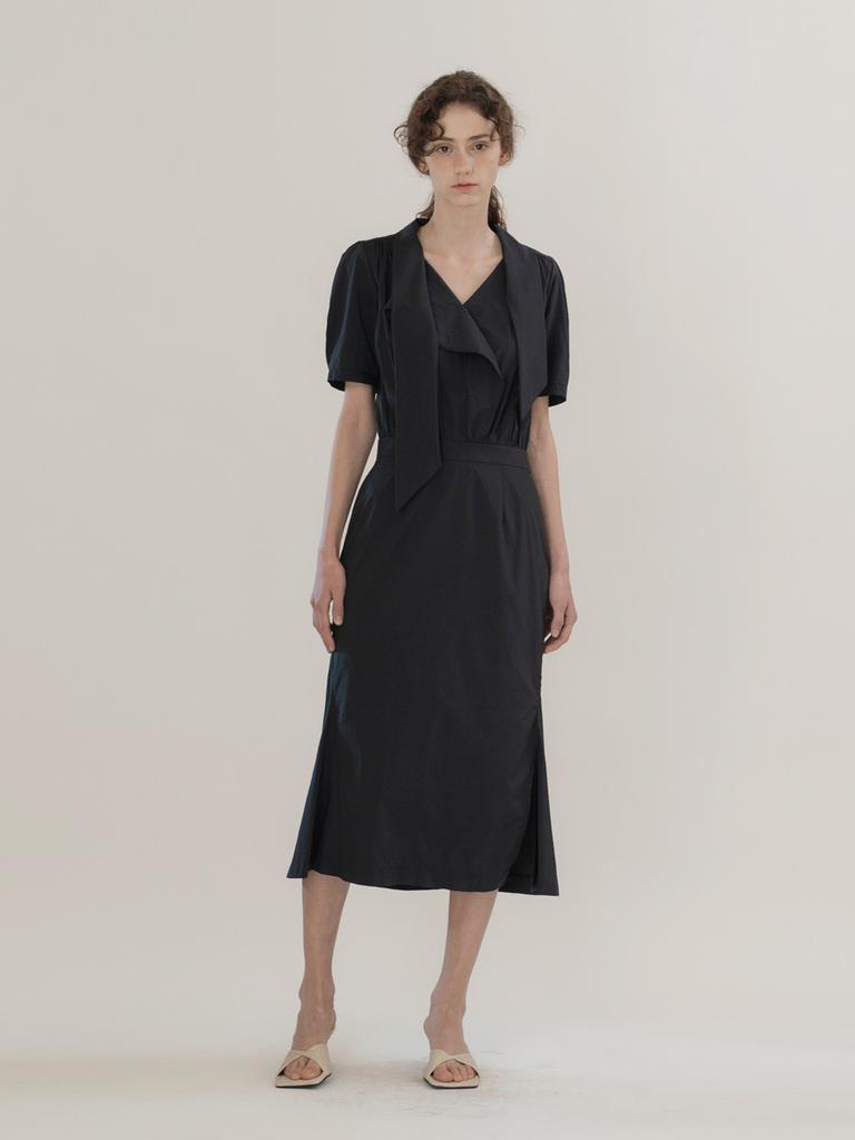 Mommet Percy Tie Slit Dress Navy