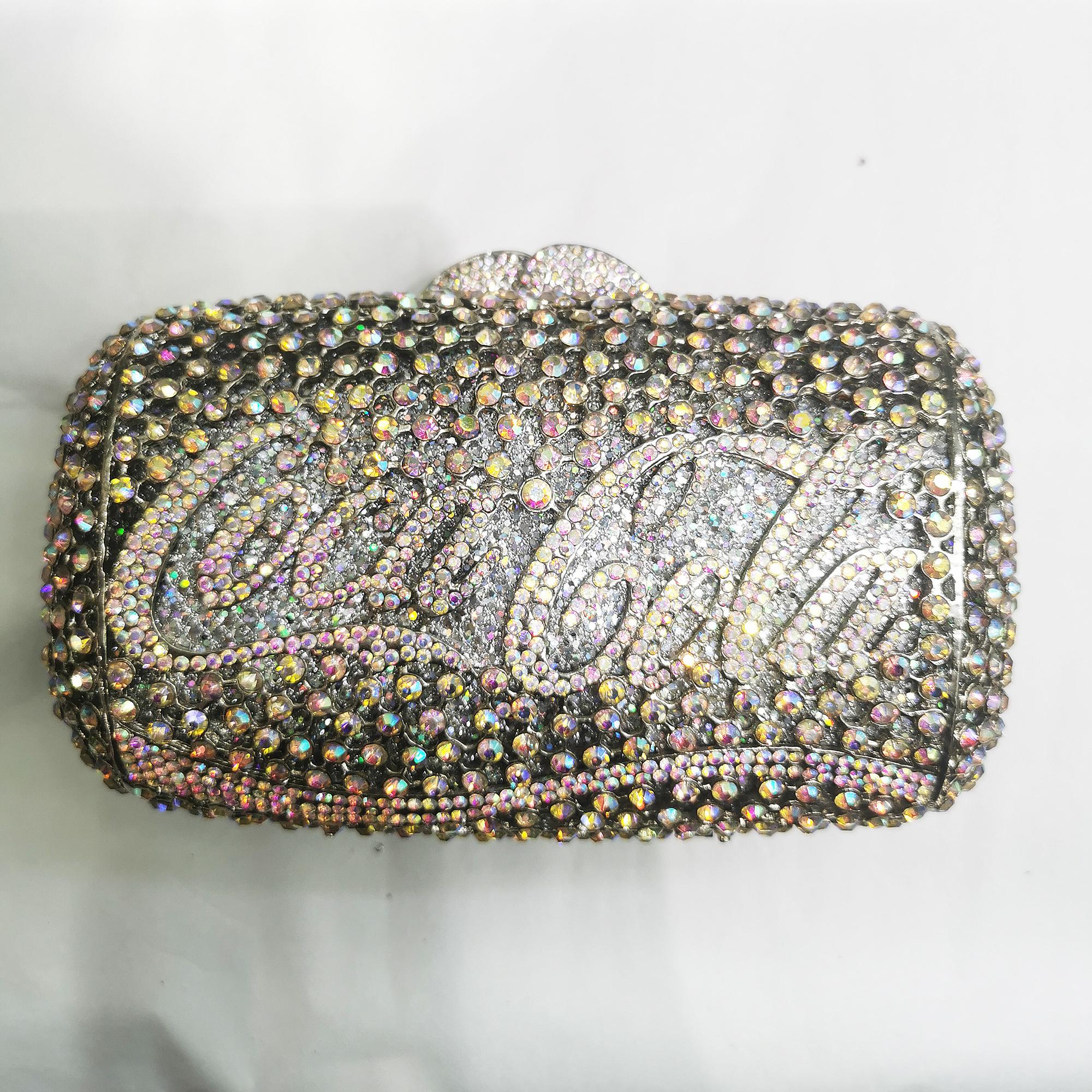 

White Clear Crystal Evening Clutch Purse Cola Rhinestone Bags Wedding Bridesmaid Clutches Luxury Diamond Party Cocktail Handbag 18cmX9cmX5cm
