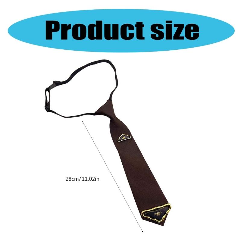 Preppy School Neck Tie with Triangular Charm Vintage Pre Tied Necktie Neckwear for Adult and Kids Student Uniform Ties