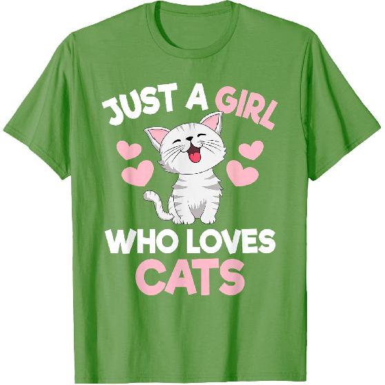 Just A Girl Who Loves Cats Cute Cat Lover Girls Kids T-Shirt