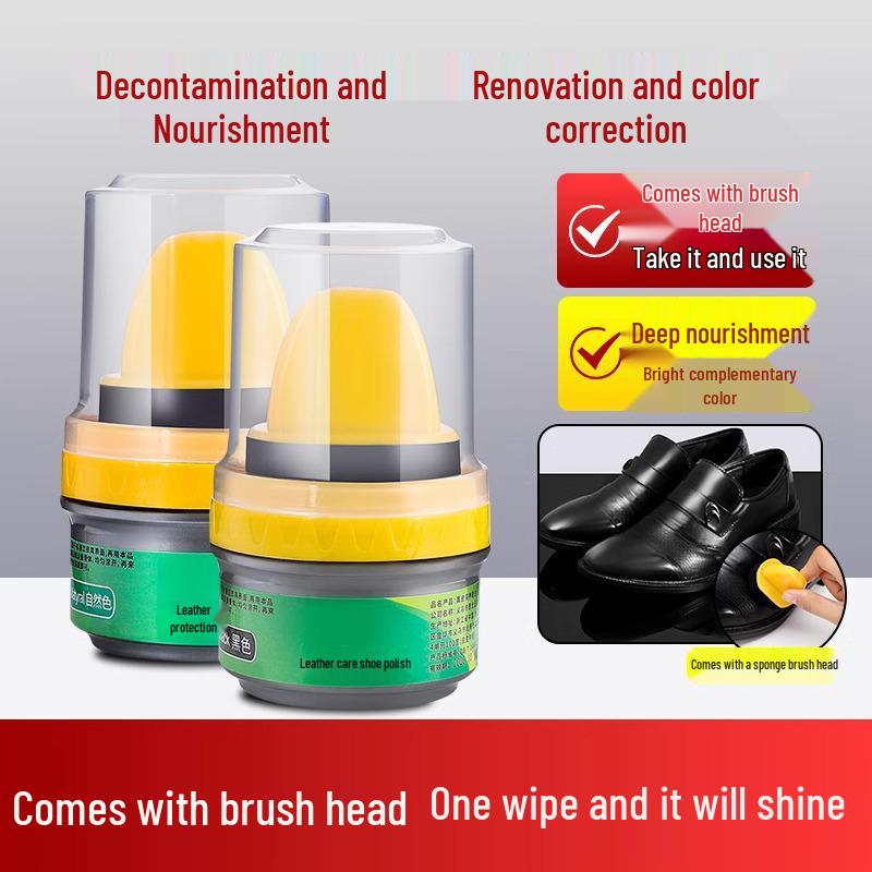 Black Genuine Leather Shoe Polish & Care Oil with Brush - Colorless, High-Grade Universal Shoe Wax