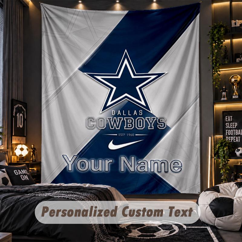 TapestryDallas Cowboys Custom Name Text Personalized Wall Hanging Tapestry Home Wall Decor