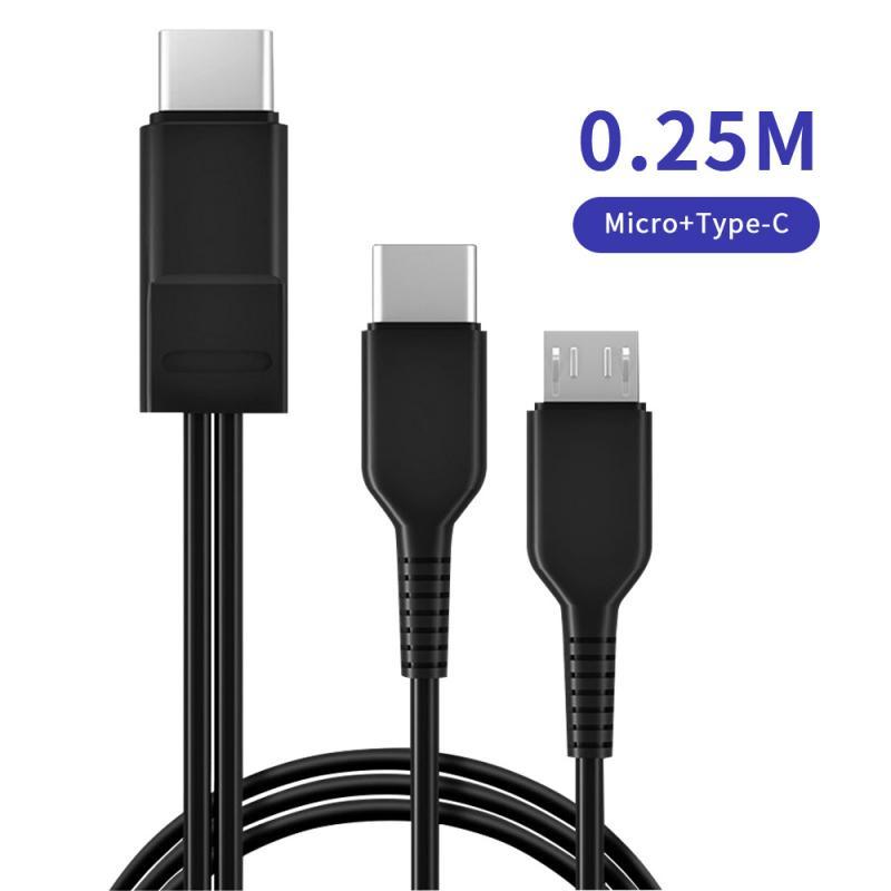 HdoorLink 2 in 1 Micro USB To Type-C Cable Mobile Phone Fast Charging Cable USB C Short Charger Cord For Samsung Huawei