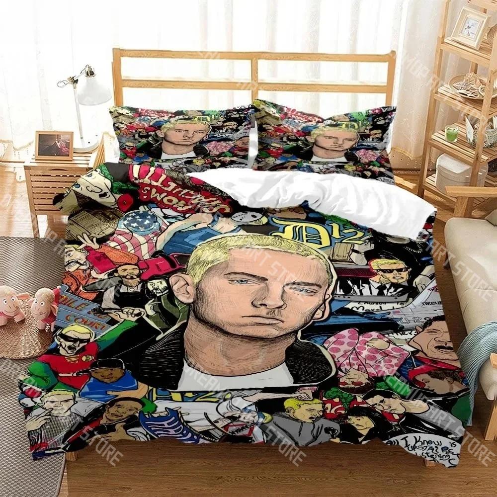 Fashion Hip Hop Eminem Rapper Bedding Set Single Twin Full Queen King Size Bed Set Kids Bedroom Duvetcover Sets Bed Sheet Set