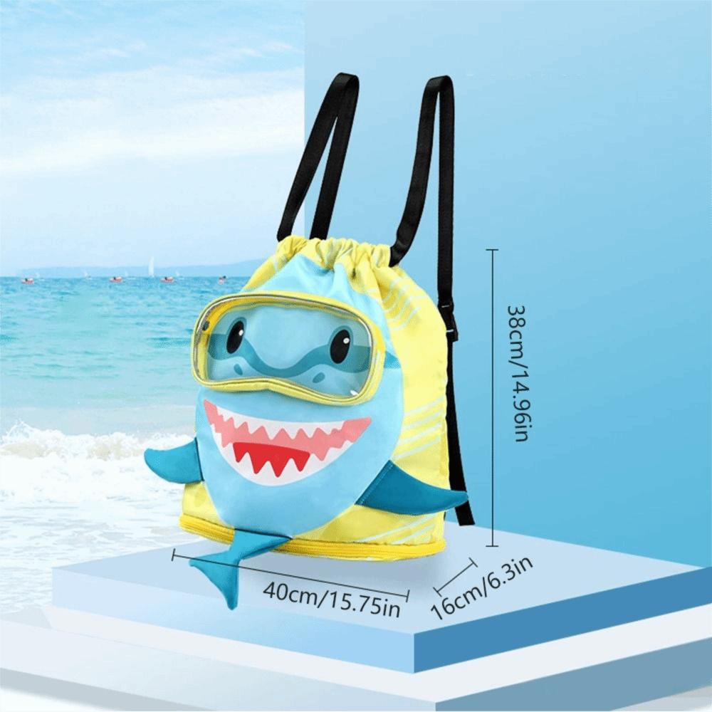 Separation Storage Wet Dry Bag Portable Beach Backpack Shark Drawstring Swimming Bag Children Use