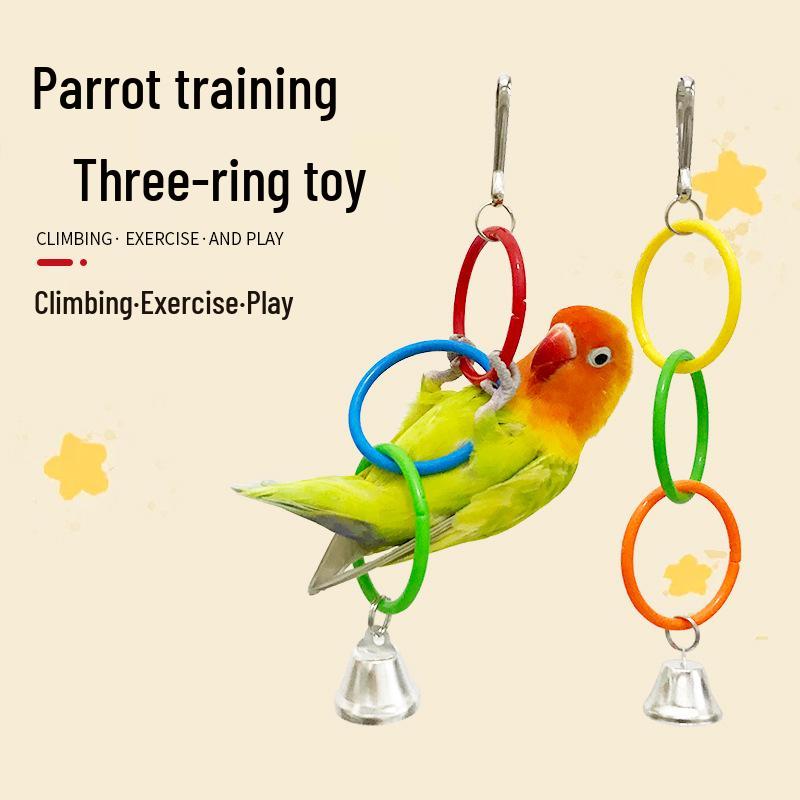 Parrot Tri-color Climbing Ring: Birdcage Stand, Beak Grinding & Biting Toy Accessory.
