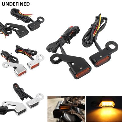 Motorcycle Handlebar Turn Signal Light Mini LED Indicator Run Lamp for Harley Touring Road King Softail FXSB FXBB