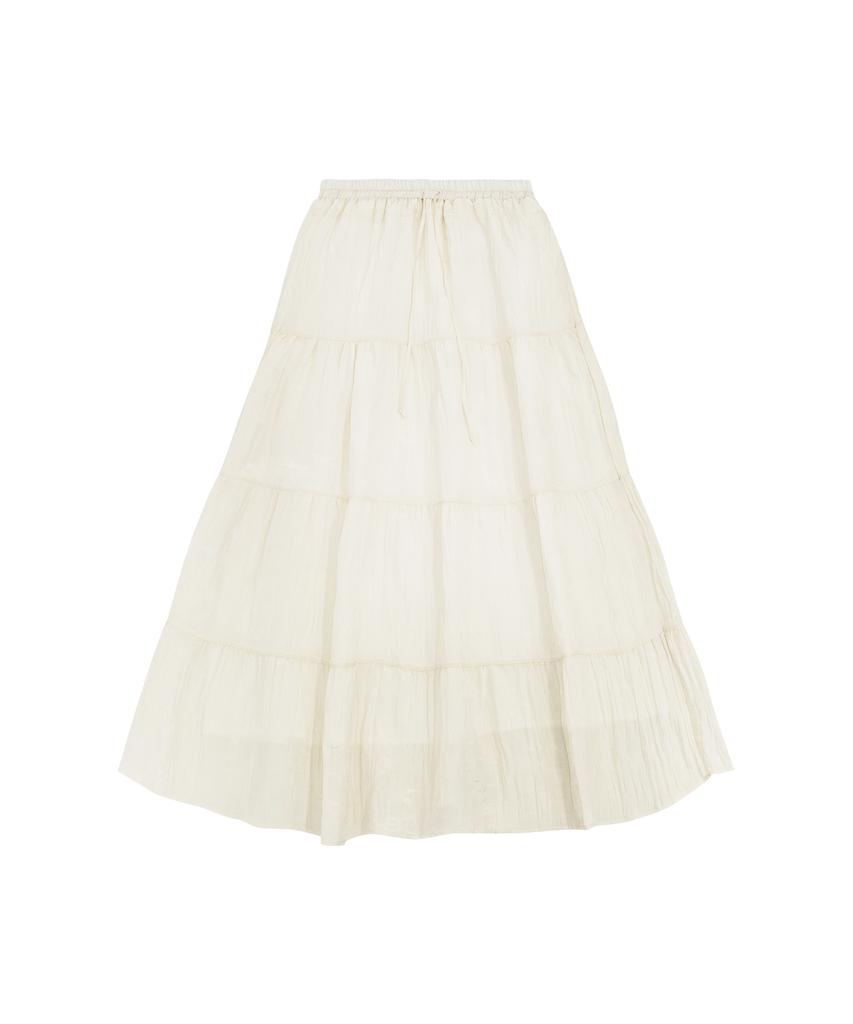 Banwonateullie P3313 Shirred Tiered Maxi Skirt_Ivory