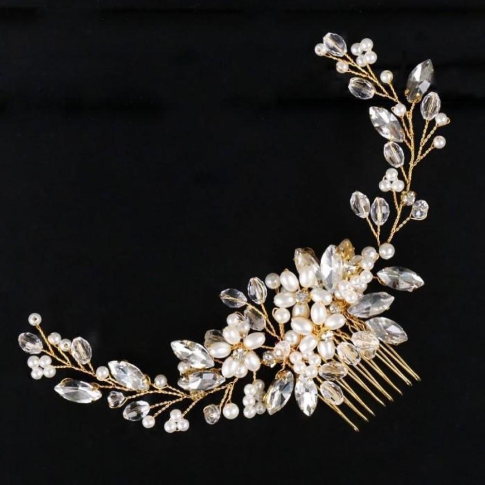 Flower Pearl Hair Combs Jewelry Toothed Insert Comb Creative Rhinestone Hairpin  Party