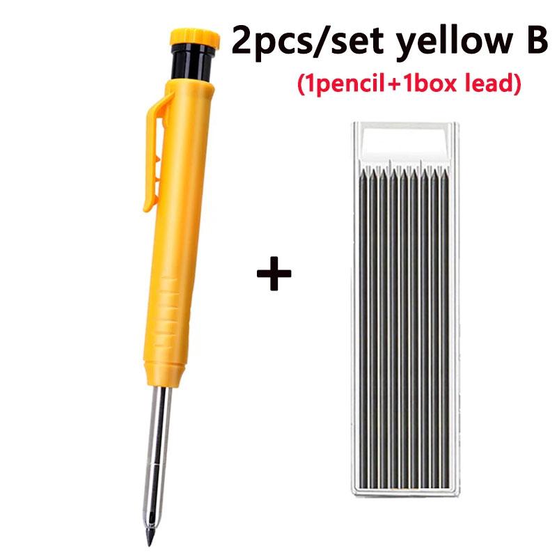 2.8mm Solid Carpenter Mechanical Pencil With Sharpener For Woodworking Construction Long Head Carpenter Pencil Stationery Tools