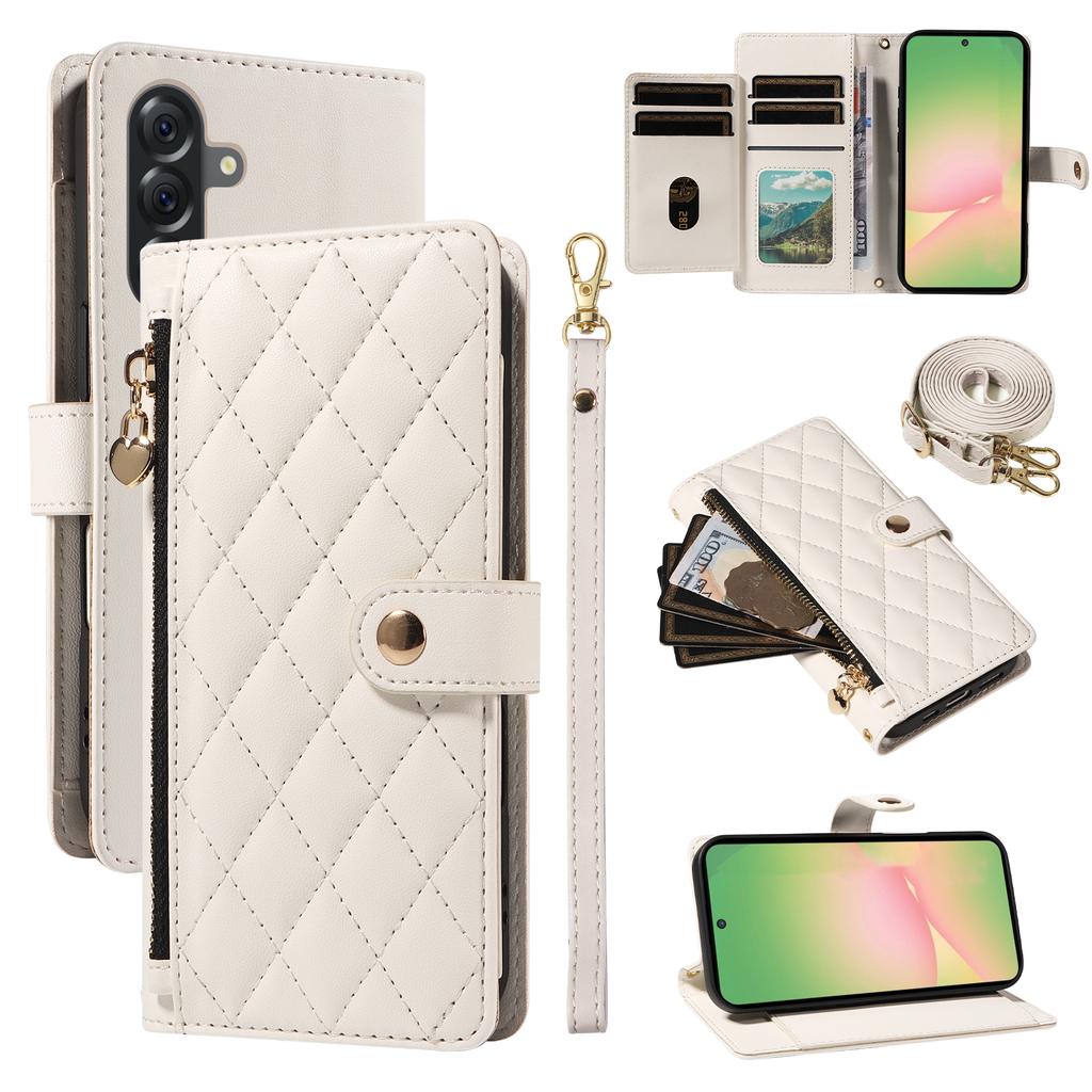 For Samsung Galaxy A56 5G/M56 5G Wallet Case with Straps,Rhombus Leather Stand Phone Cover