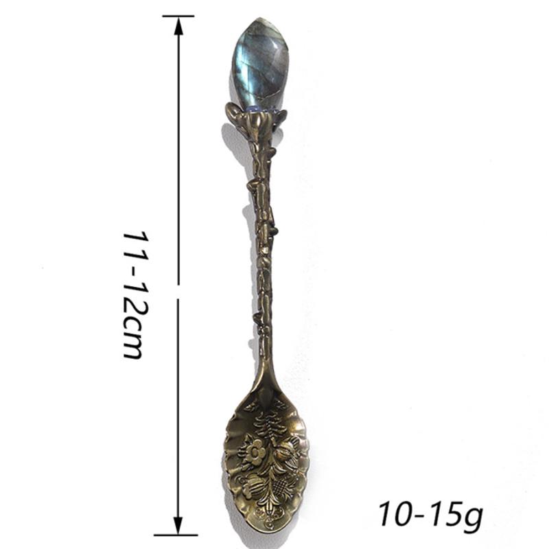 

1pc Natural Amethyst Geode Teaspoon For Cup Mug Bowl Stone Copper Coffee Labradorit Spoon Reiki Crystals Healing Gemstone Gifts Red Copper
