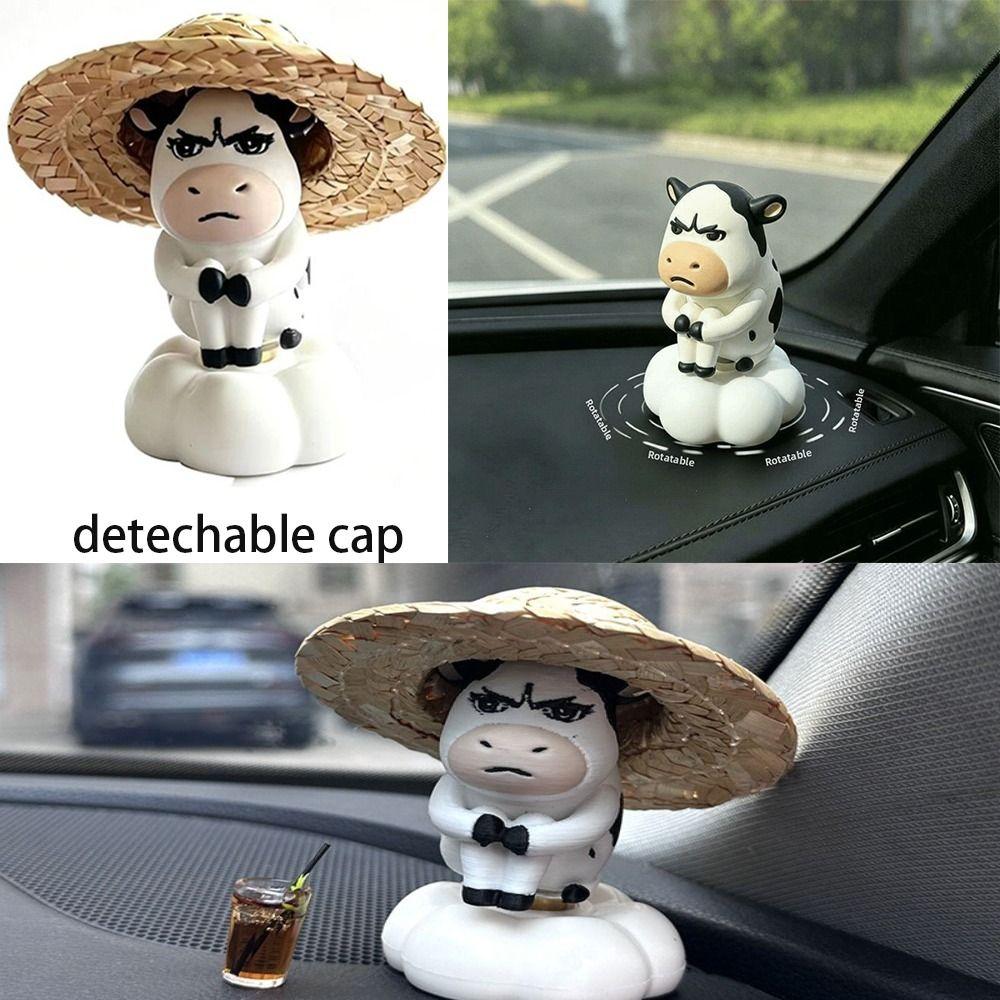 Cute Grass Cow Figure Ugly-cute Car Ornament Emo Center Console Decoration  Center Console