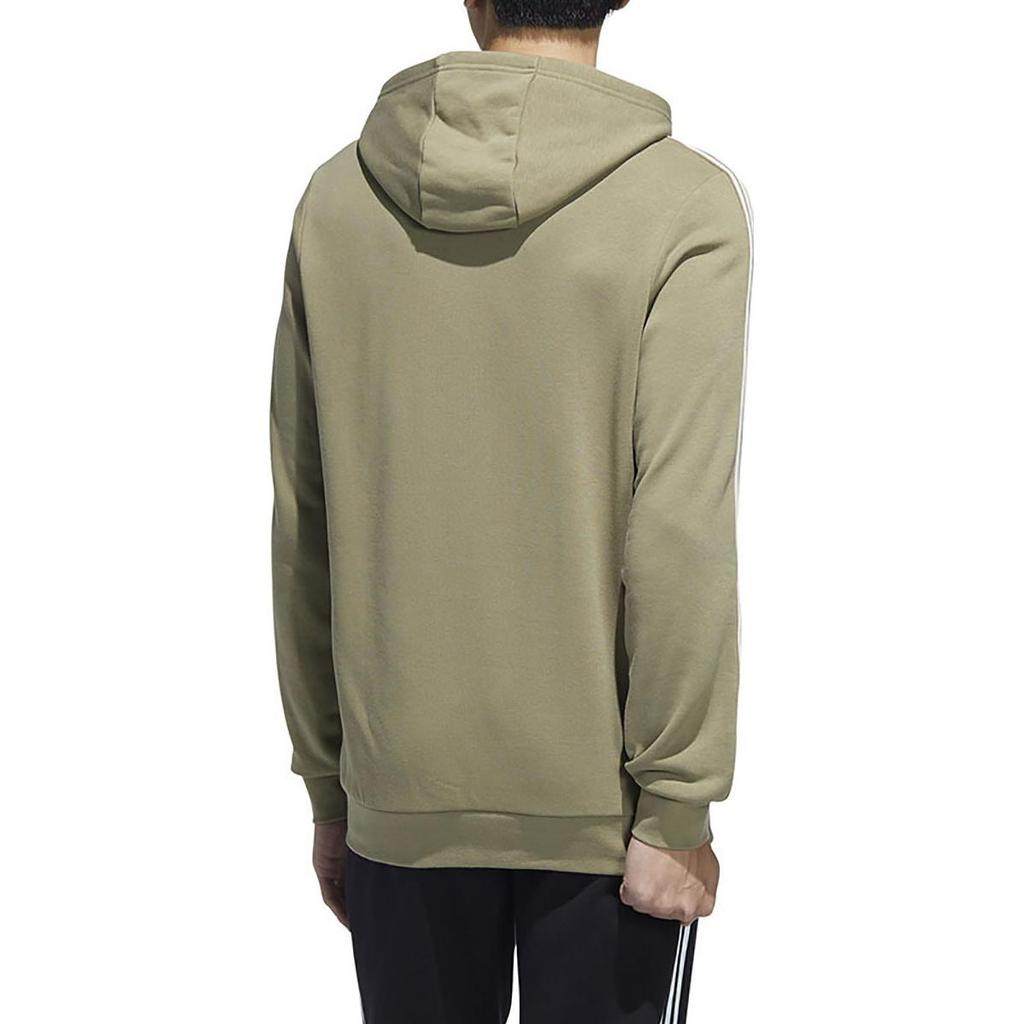adidas Neo Kangaroo Pocket Badge Striped Drawstring Hooded Long-sleeved Sweatshirt Men Tops Matcha-Green HD4673