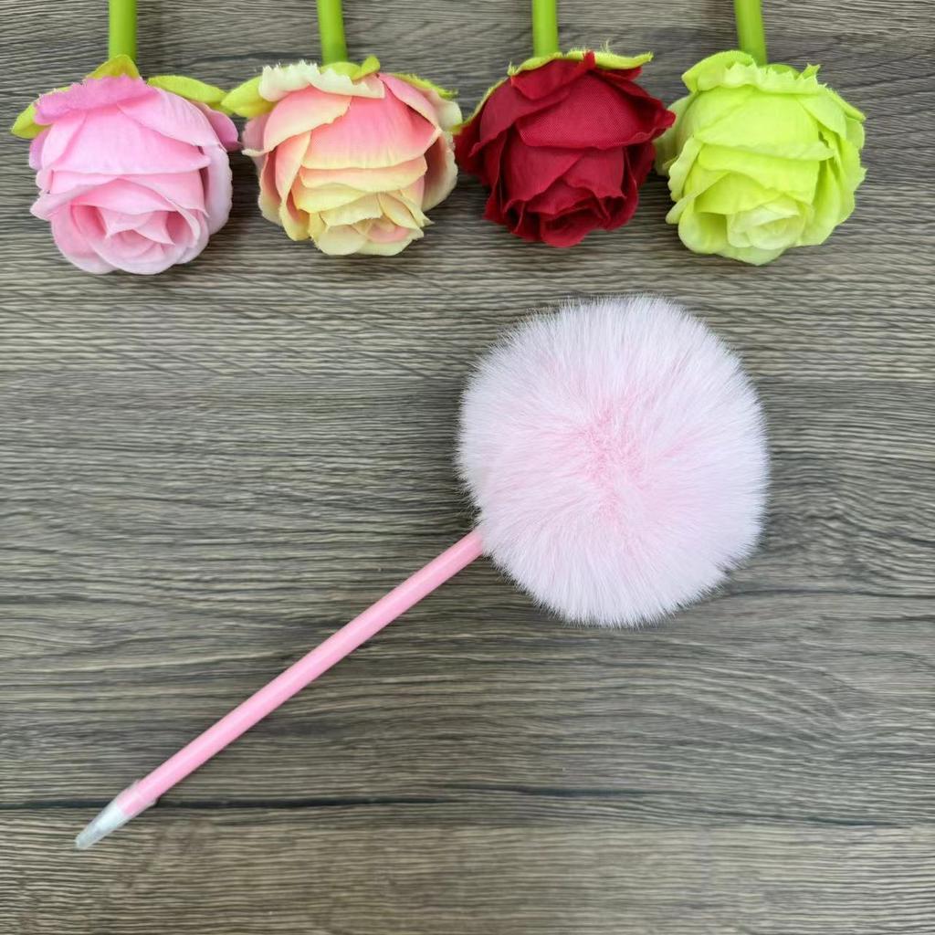 Creative Hairball Pen Gift Pom-Pom Ballpoint Pen, Supply, Office Plush Craft Pen