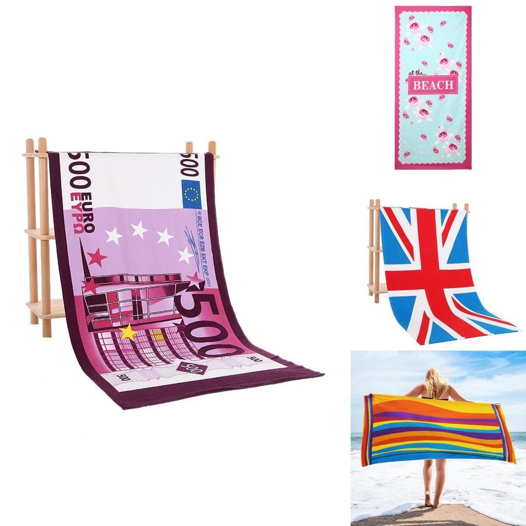 Microfiber Beach Towel With Active Print Fast Drying For Adults