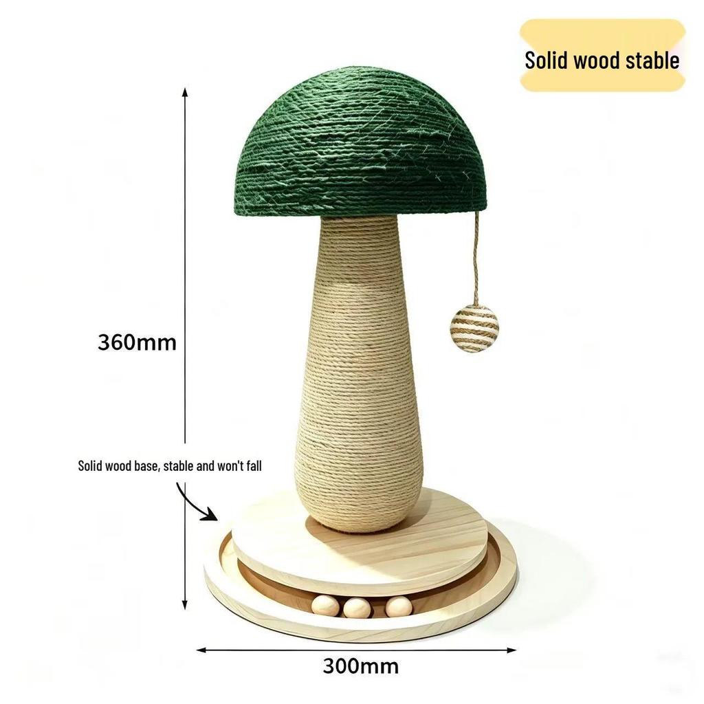 Durable Sisal Mushroom Cat Scratching Post: Vertically Mounted Claw Sharpening Toy