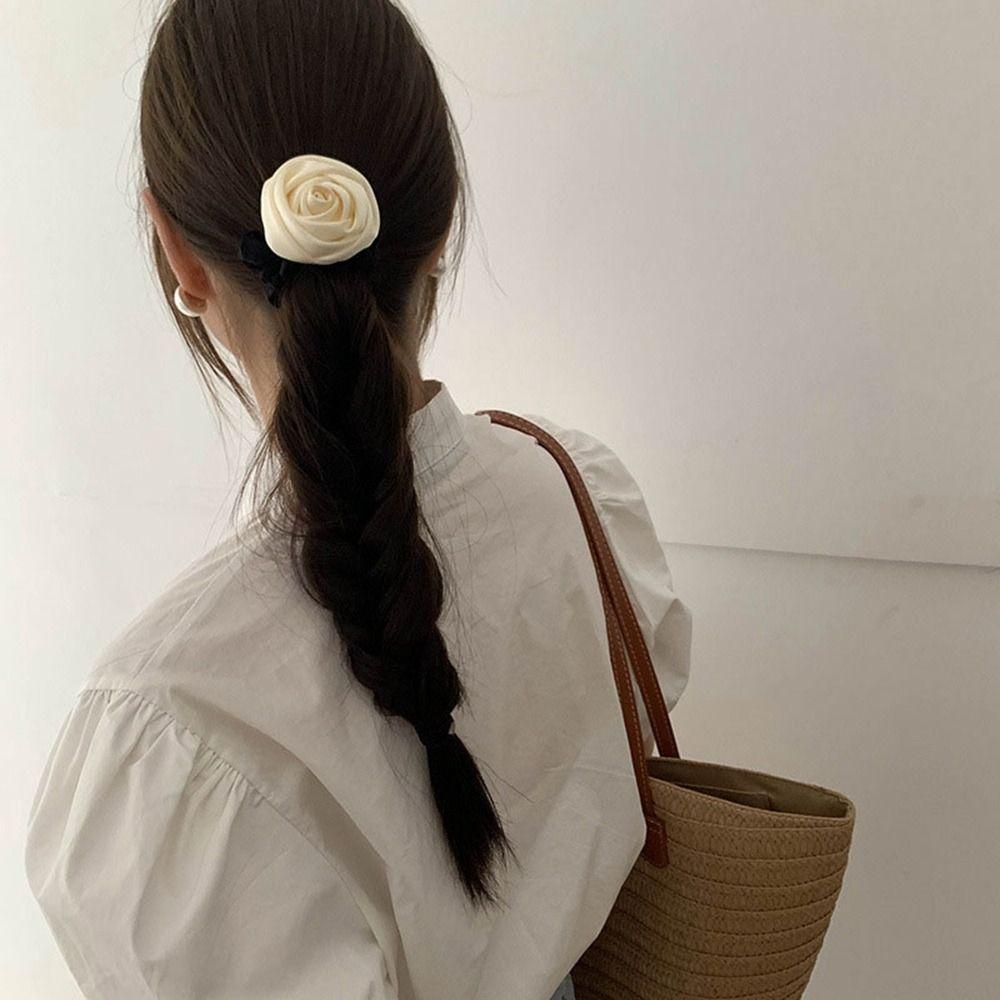 Korean Style Silk Satin Hair Rope Hair Tie Elastic Hair Band Rose Hair Rope Ponytail Holder