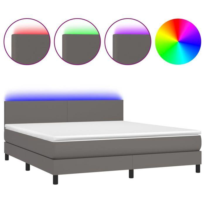 Maison Exclusive - Sommier à lattes de lit avec matelas et LED Gris 160x200 cm