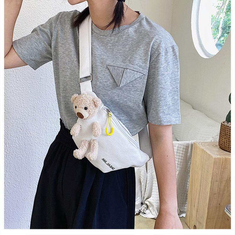 20255 Printed Letter Cute Bear Crossbody Bag