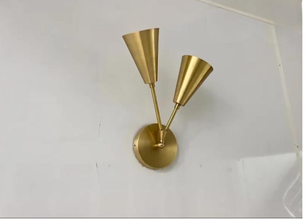 Brass Wall Sconce Vanity Light Fixture Mid Century Modern Wall Lamp Bathroom Mirror Light New Home Gift Dual Cone Sconce Home Decor Lighting