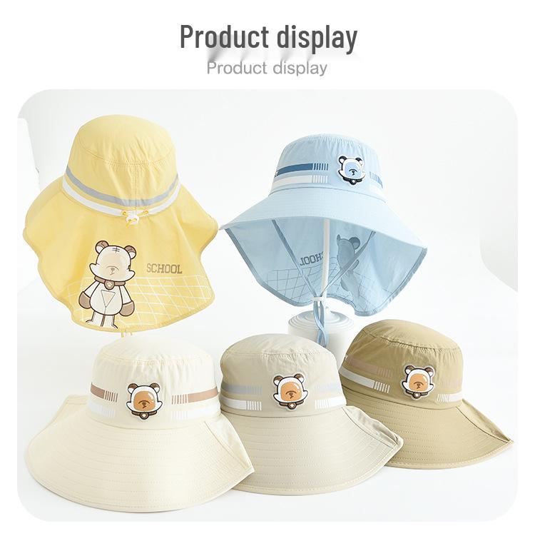 Children's Outdoor Sun Hat with Neck Protection, Windproof Wide-Brim Hat for Boys and Girls