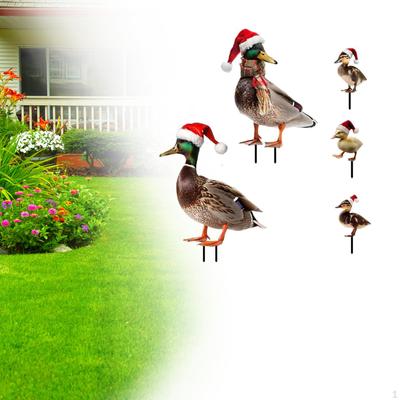 5 Pieces Christmas Duck Statues Garden Stakes Animal Sculptures Lifelike Yard Art Decorations for