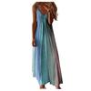 Damen-Maxikleid, Übergröße, locker gestreift, ärmellos, V-Kragen, langes Kleid