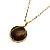 Tiger Eye Natural Stone Pendant Stainless Steel Chain For Women Men Healing Crystal Everyday Necklace Embedded Jewelry Gifts