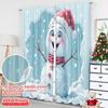 2pcs 2D Flat Printing Merry Christmas Window Curtains Winter Snowman Breakout 100% Polyester Without Electricity 0 for Home Wall