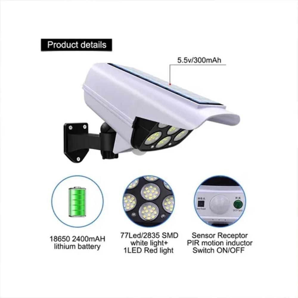 77LED Solar Light Simulation Security Dummy Camera Motion Sensor Outdoor Night Light IP65 Waterproof Lamp 3 Mode For Home Garden