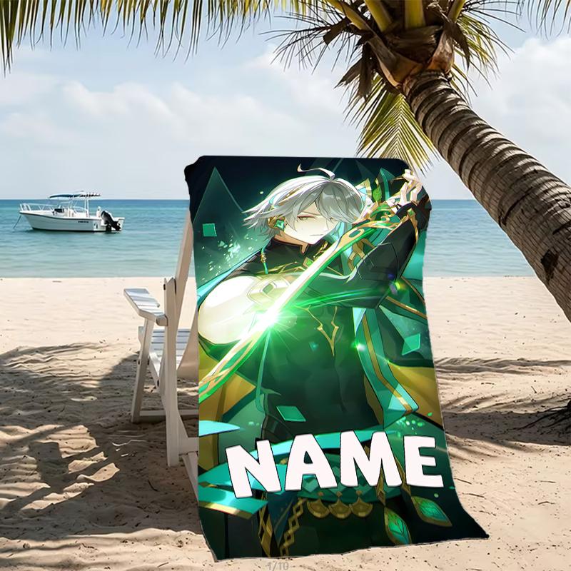 Customizable Personalized Beach Towels Genshin Impact Characters Themed designs.Suitable for the Beach, Yoga, Sports;ideal As Beach Accessories