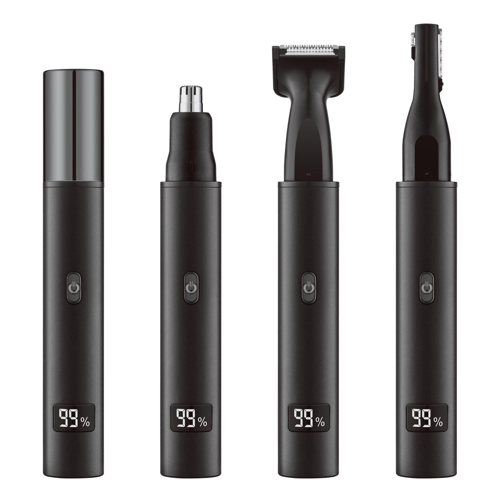 Rechargeable 3-in-1 Electric Trimmer for Men: Nose, Eyebrow & Sideburns. Digital Display, Multi-functional, Portable. чёрный