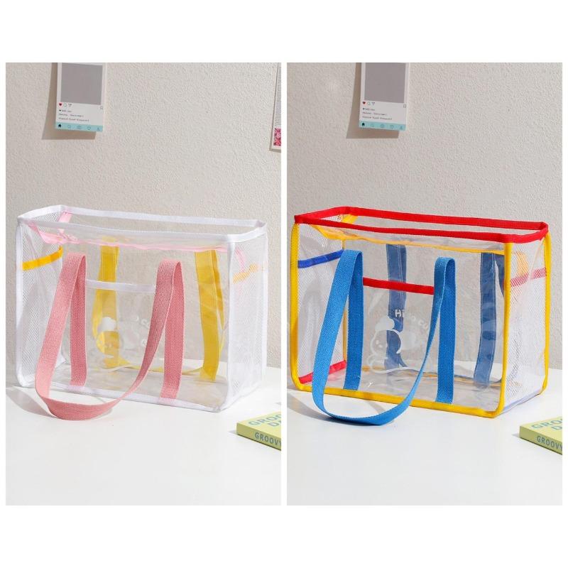 Summer Fashion Tote Bag Large Clear PVC Cartoon Handbag Jelly Transparent Beach Purse for Women Cute Shower Shoulder Bag for Bath