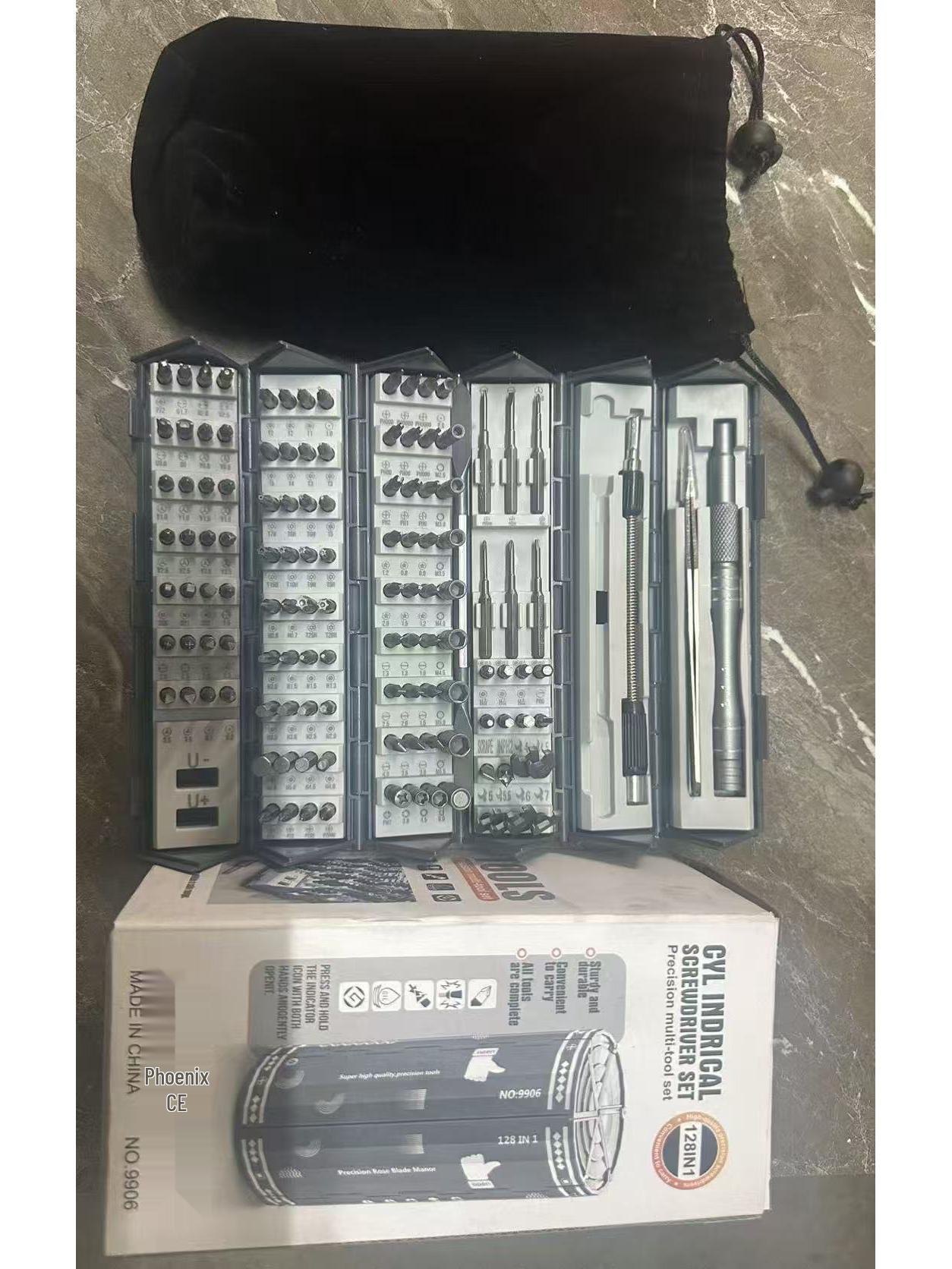 Набор прецизионных отверток с вращающейся ручкой 128-в-1 для электроники, мобильных телефонов и компьютеров