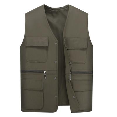Colete de trabalho masculino colete vários bolsos cor sólida solto streetwear outono inverno plus size colete geral jaqueta para ao ar livre
