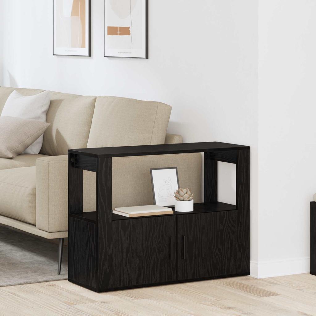 Sideboard Black Oak Effect 80 x 30 x 60 cm Engineered Wood