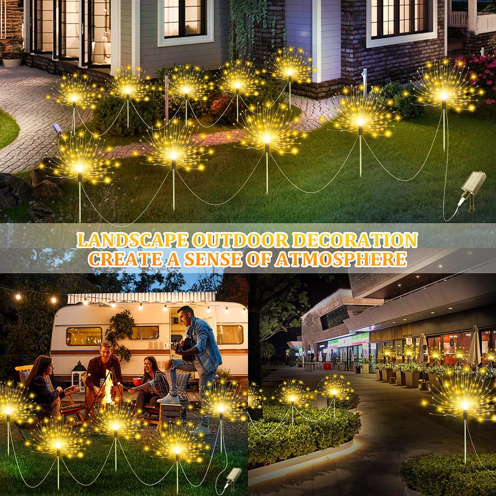 5 Stück 400 LEDs Solarbetriebene Feuerwerk Lichter Außen Solarleuchte Wasserdicht LED Lichterkette 8 Modi Beleuchtung für Garten Rasen Hof
