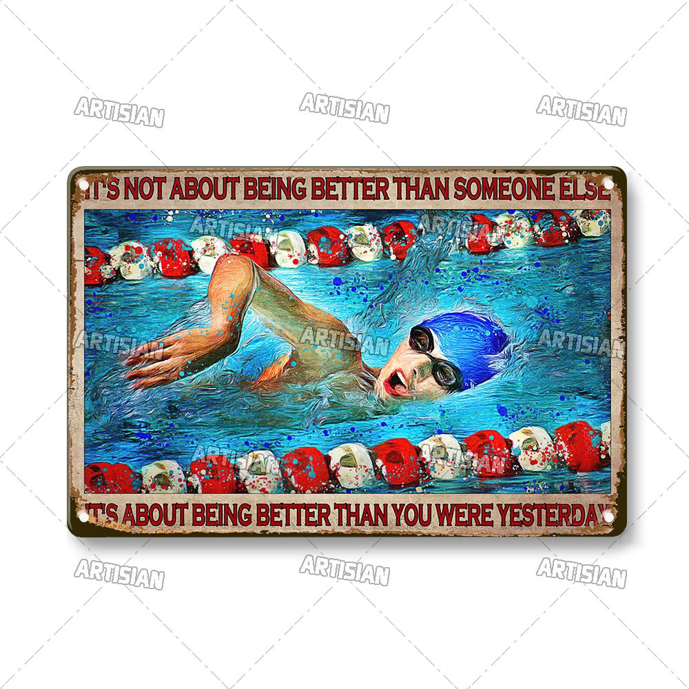 Artisian Sport Metal Sign Swimming Tin Poster Diving Decorative Plate Wall Decor Garage Bar Pub Club Hotel Cafe Kitchen Home