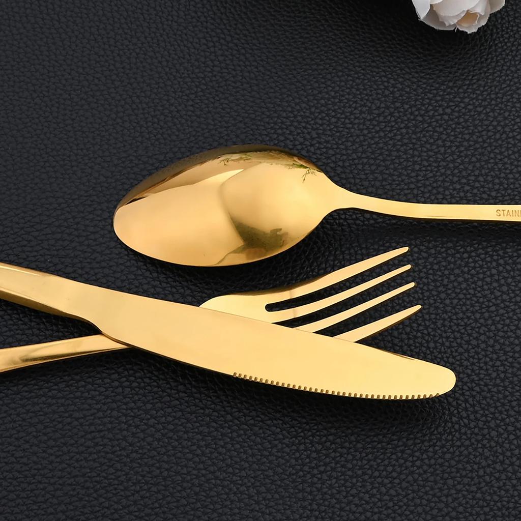 16pc Cutlery Set Stainless Steel Rainbow Dinnerware Knife Fork Spoon Steak Knife Fork Tea Spoon Suitable for Restaurant Kitchen