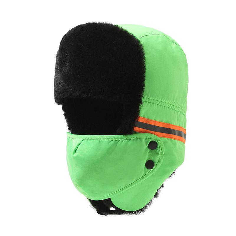 Winter thermal hat, windproof and cold-proof headgear, outdoor reflective labor protection, ear protection, mask, thickened cotton hat.